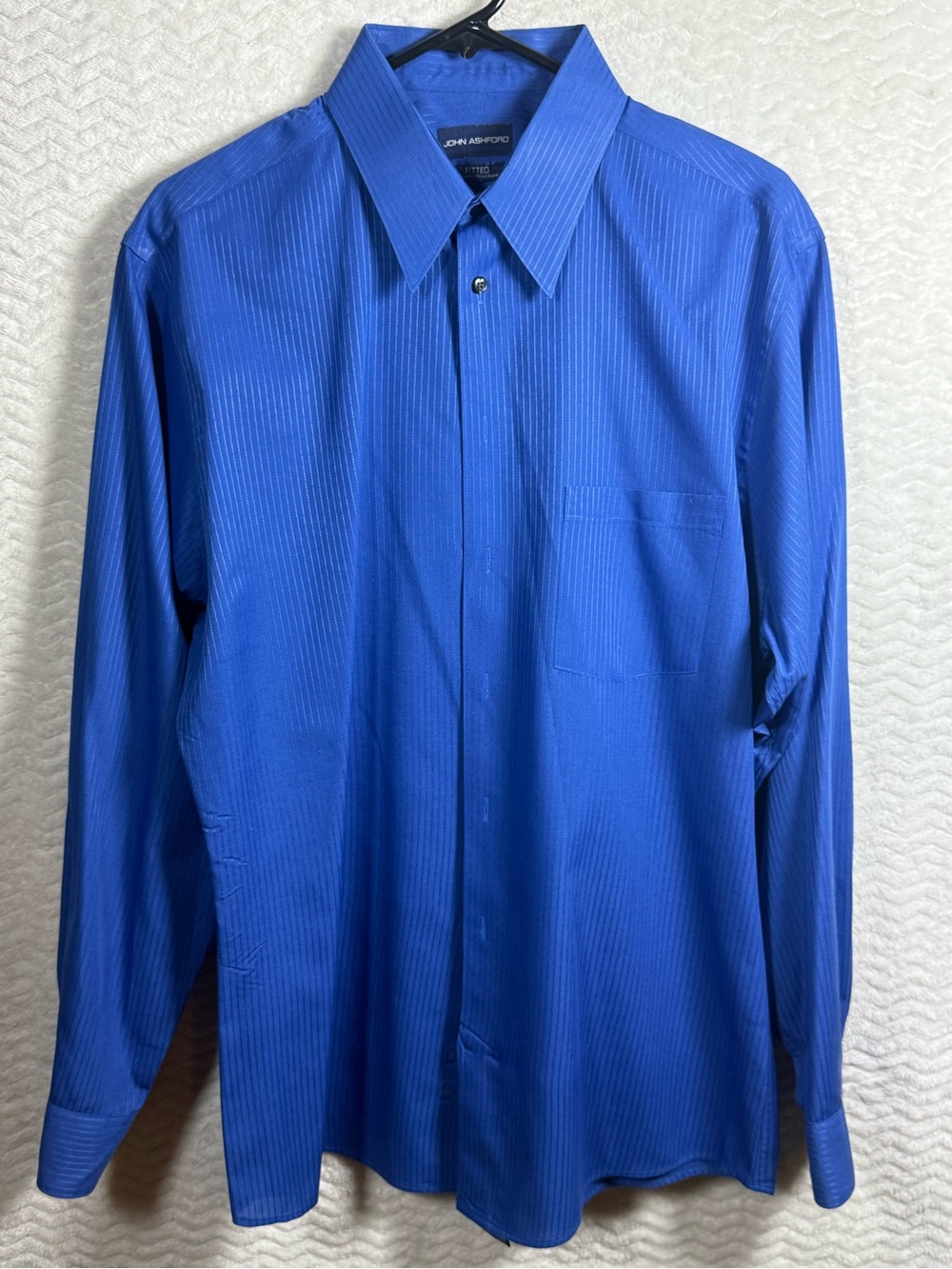John Ashford Men's Royal Blue Pinstripe button Dress Shirt
